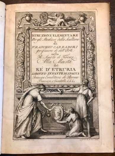 Francesco Carradori Istruzione elementare per gli studiosi della scultura di Francesco Carradori professore di dett'Arte della R. Scuola di Firenze. Alla Maestà  del Re d'Etruria Lodovico infante di Spagna 1802 Pisa Tipografia della Società  Letteraria